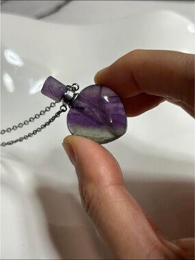 Purple Heart Fluorite Perfume Bottle Pendant Necklace | Gifting